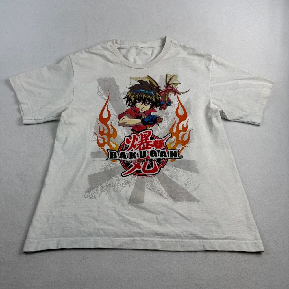 Bakugan Battle Brawlers Graphic T-Shirt White Kids Dan Kuso Drago 2008 Anime Tee